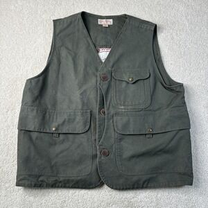 Filson Hunting Vest Men's Size XXL Made in USA Style 10493 Green Tin Cloth Patch